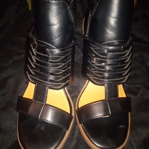 Elegant Black Men's Leather Sandals